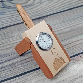 Combo CBB08 bút gỗ + đồng hồ đựng bút dạng gấp